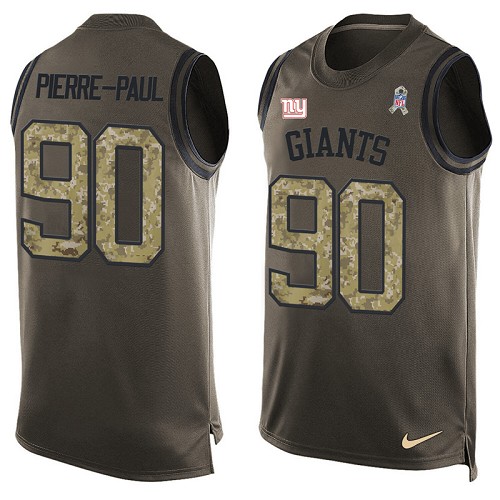 Men's Limited Jason Pierre-Paul Nike Jersey Green - #90 Salute to Service Tank Top NFL New York Giants